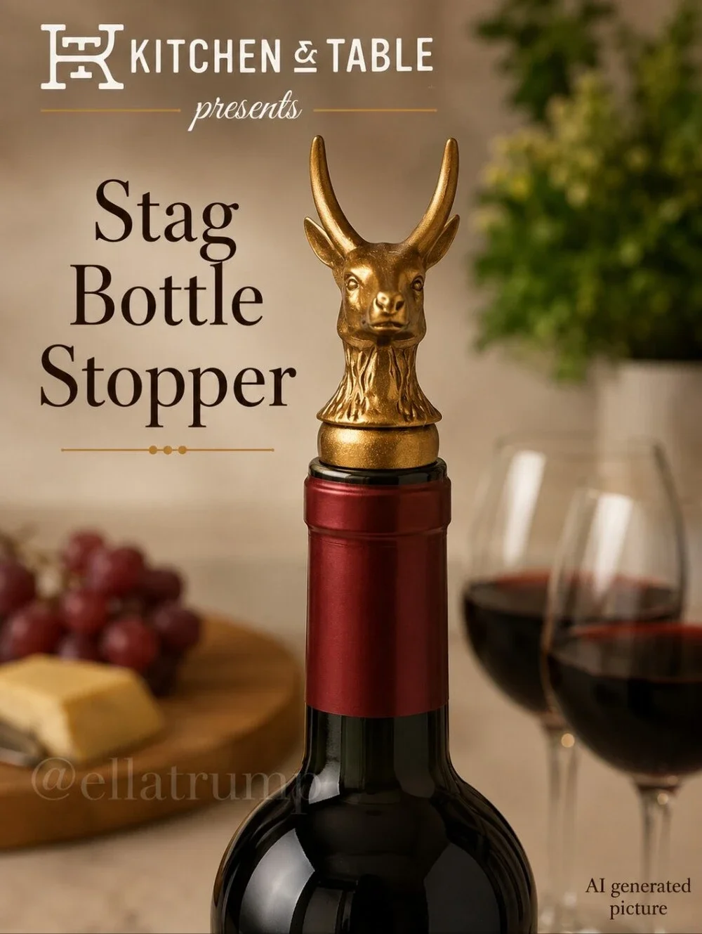 Kitchen & Table by H-E-B Antique Gold Stag Bottle Stopper